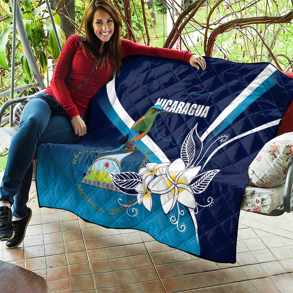 Nicaragua Independence Day Quilt Motmot Plumeria Floral - Wonder Print Shop