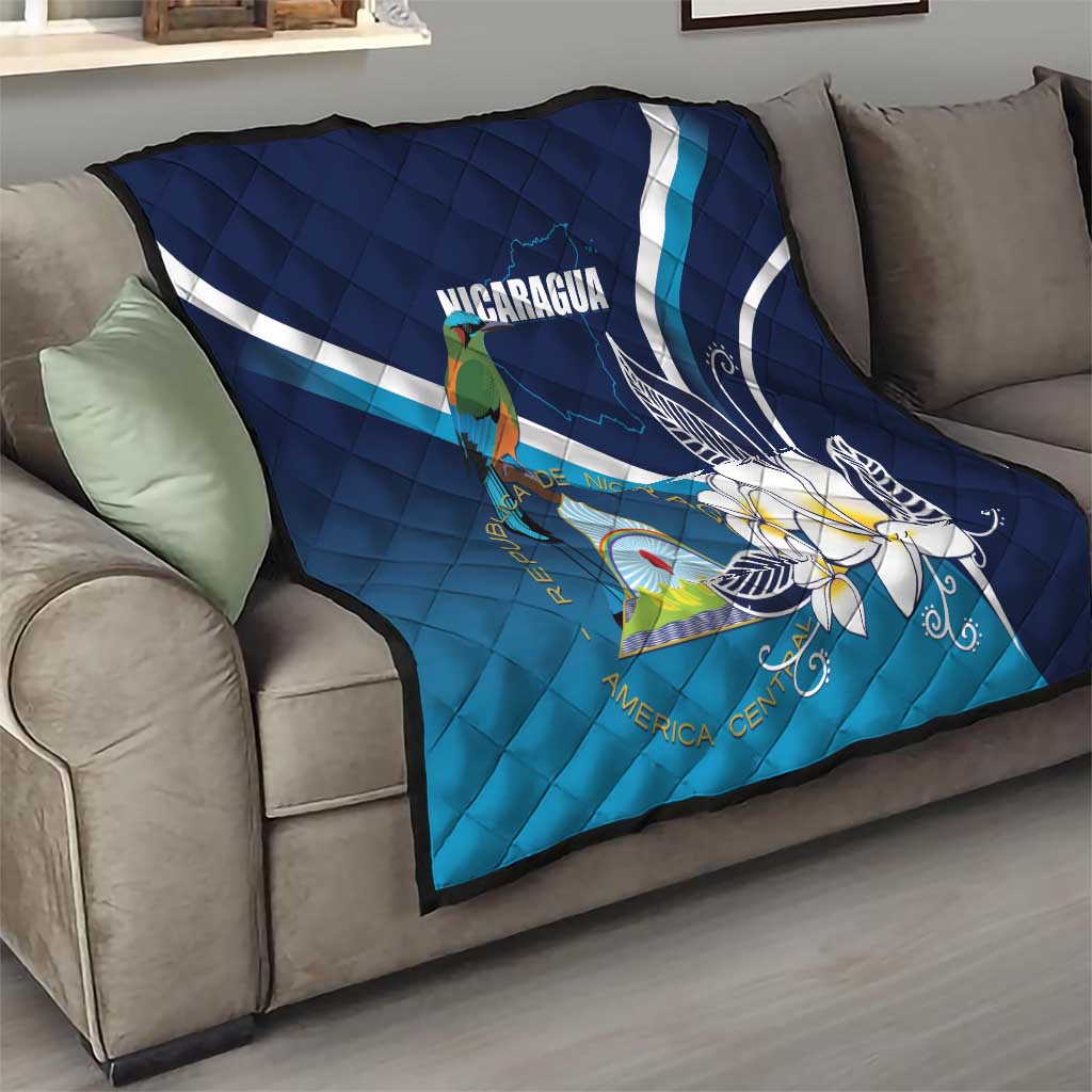 Nicaragua Independence Day Quilt Motmot Plumeria Floral - Wonder Print Shop