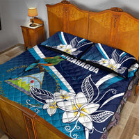 Nicaragua Independence Day Quilt Bed Set Motmot Plumeria Floral - Wonder Print Shop
