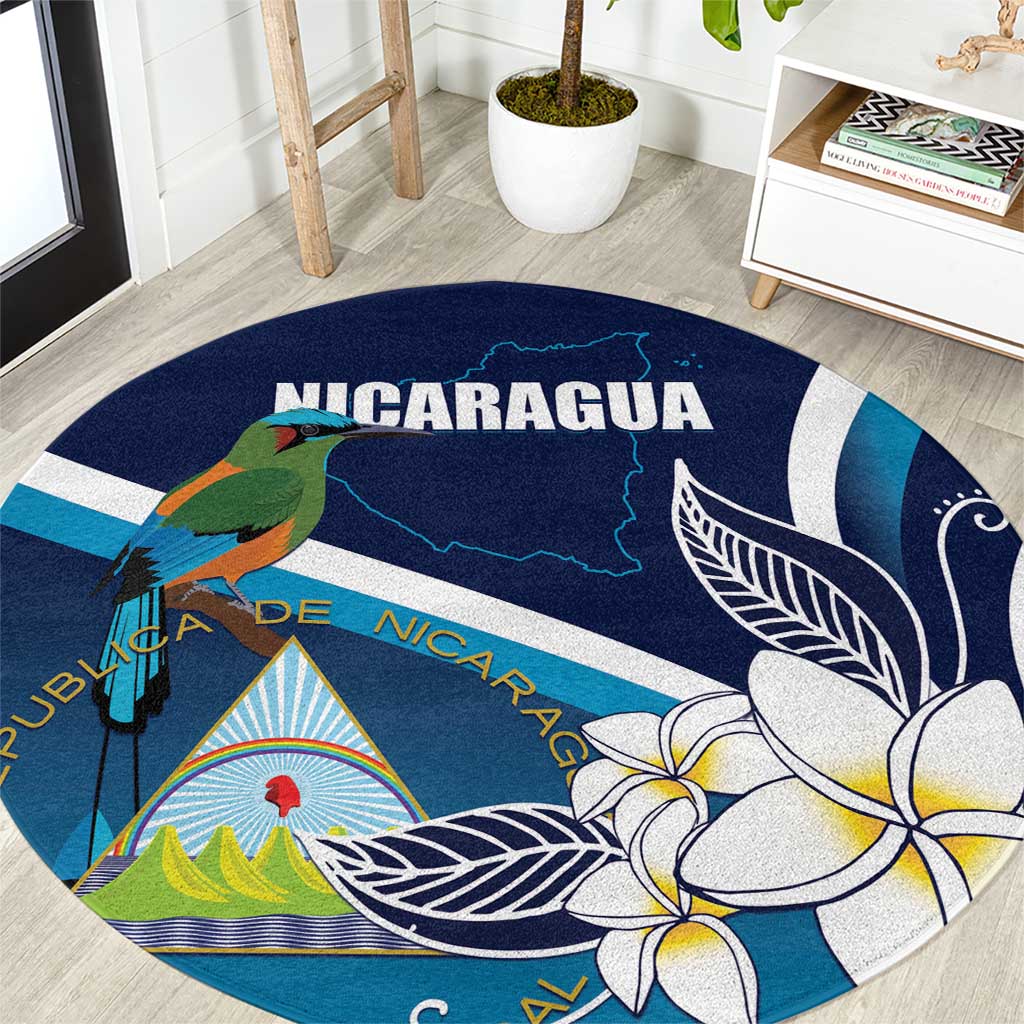 Nicaragua Independence Day Round Carpet Motmot Plumeria Floral