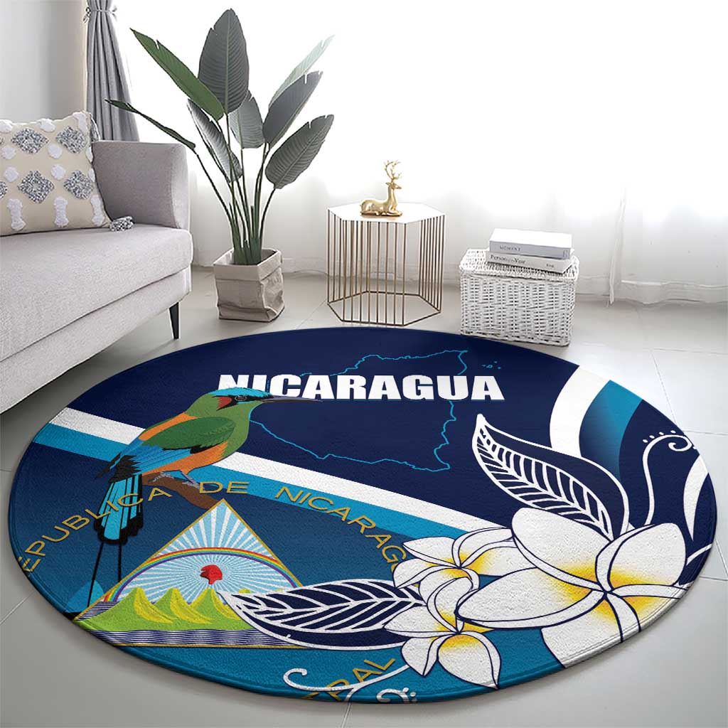 Nicaragua Independence Day Round Carpet Motmot Plumeria Floral
