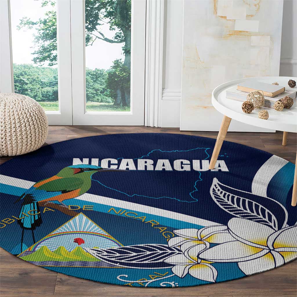 Nicaragua Independence Day Round Carpet Motmot Plumeria Floral
