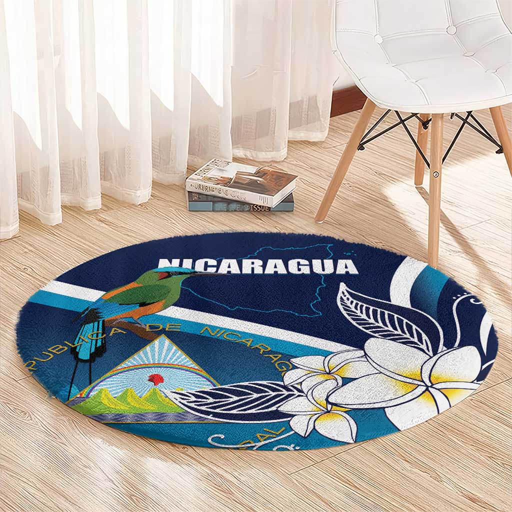 Nicaragua Independence Day Round Carpet Motmot Plumeria Floral