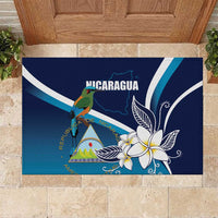 Nicaragua Independence Day Rubber Doormat Motmot Plumeria Floral - Wonder Print Shop