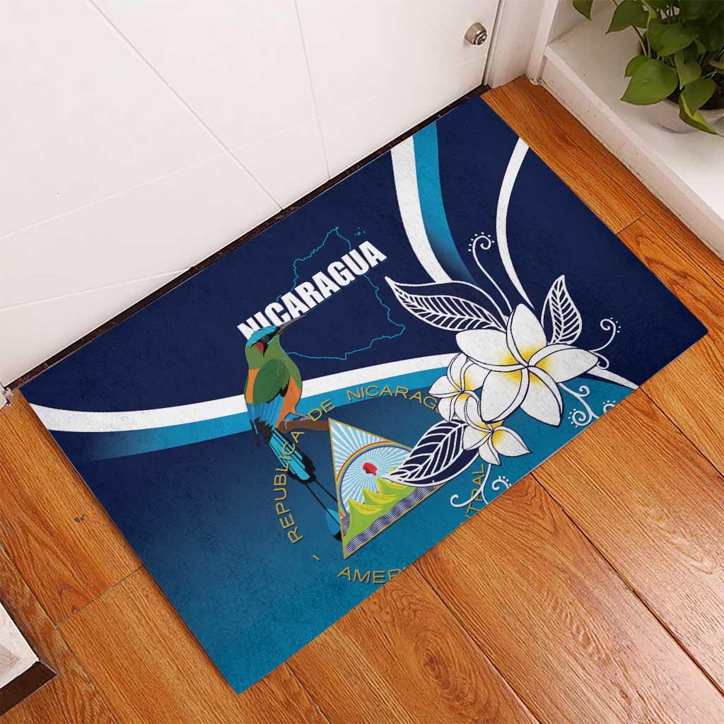 Nicaragua Independence Day Rubber Doormat Motmot Plumeria Floral - Wonder Print Shop