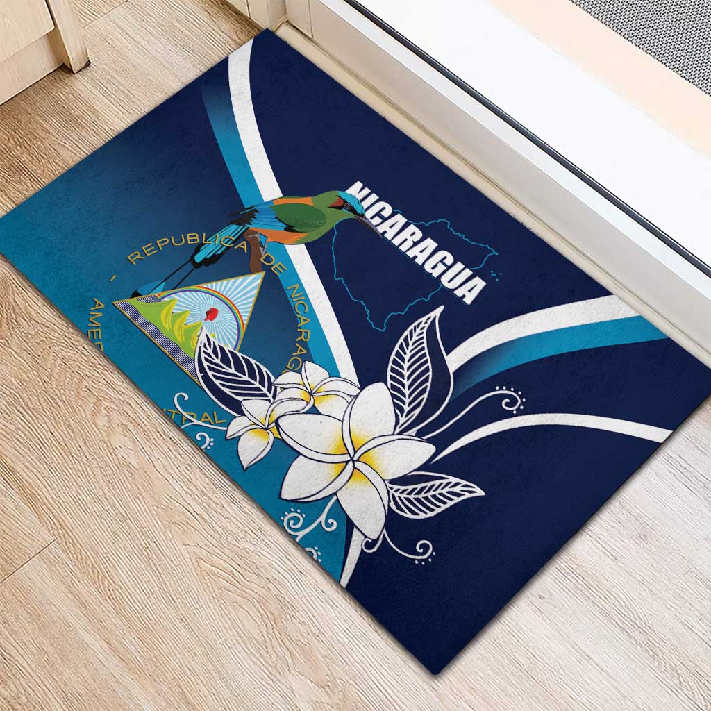 Nicaragua Independence Day Rubber Doormat Motmot Plumeria Floral - Wonder Print Shop