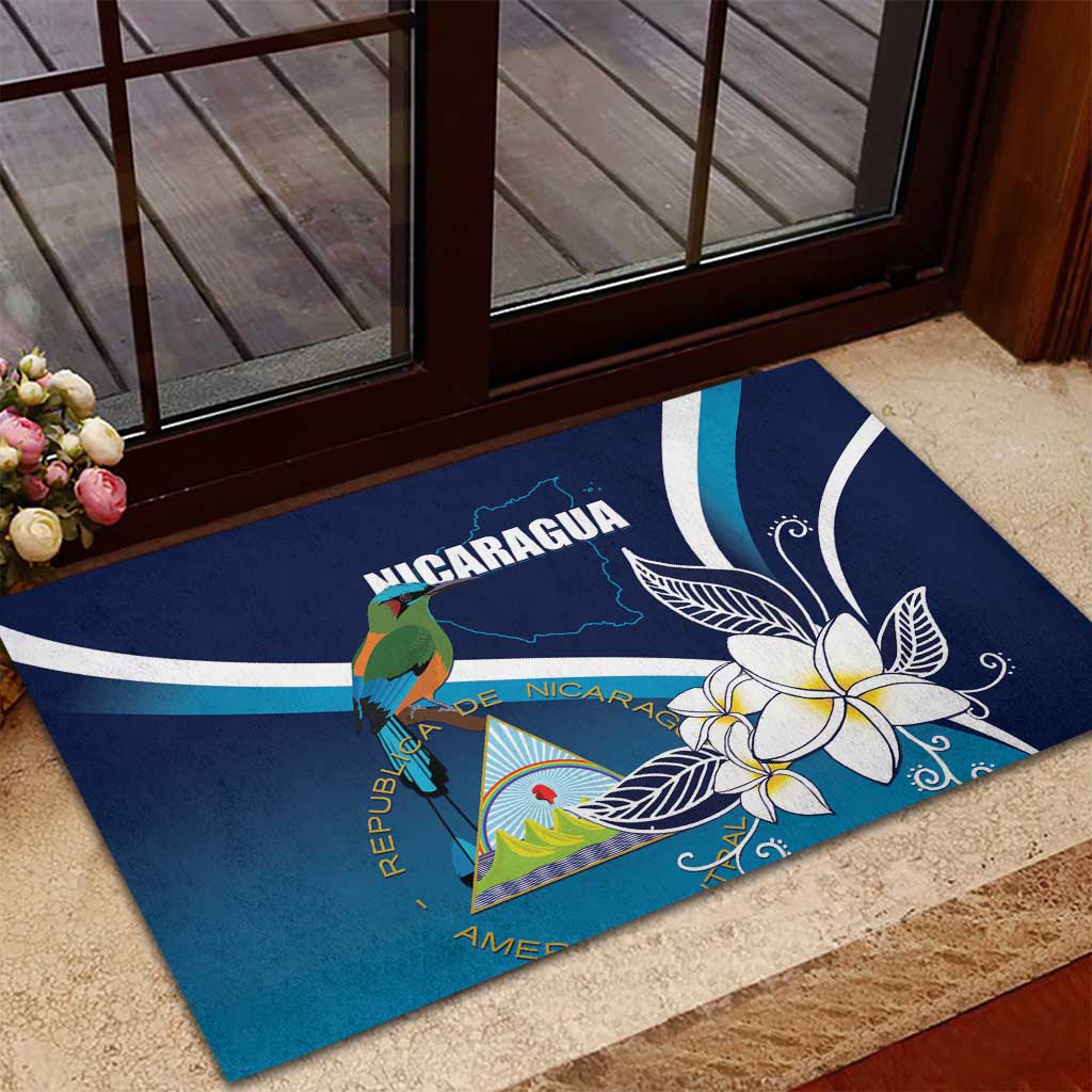 Nicaragua Independence Day Rubber Doormat Motmot Plumeria Floral - Wonder Print Shop
