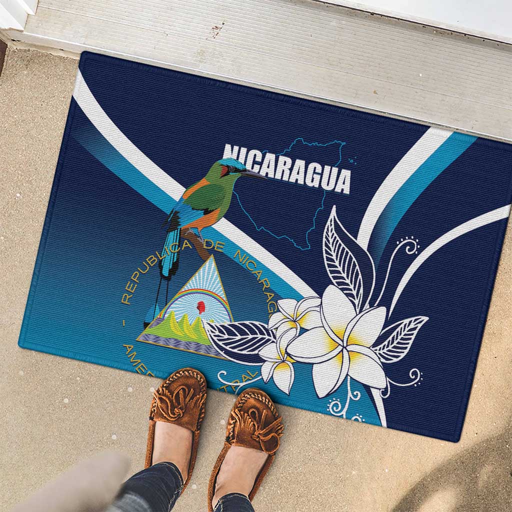 Nicaragua Independence Day Rubber Doormat Motmot Plumeria Floral - Wonder Print Shop