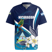 Nicaragua Independence Day Rugby Jersey Motmot Plumeria Floral - Wonder Print Shop
