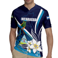 Nicaragua Independence Day Rugby Jersey Motmot Plumeria Floral - Wonder Print Shop