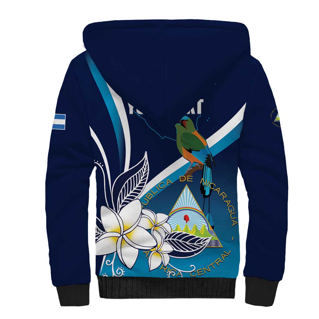Nicaragua Independence Day Sherpa Hoodie Motmot Plumeria Floral - Wonder Print Shop