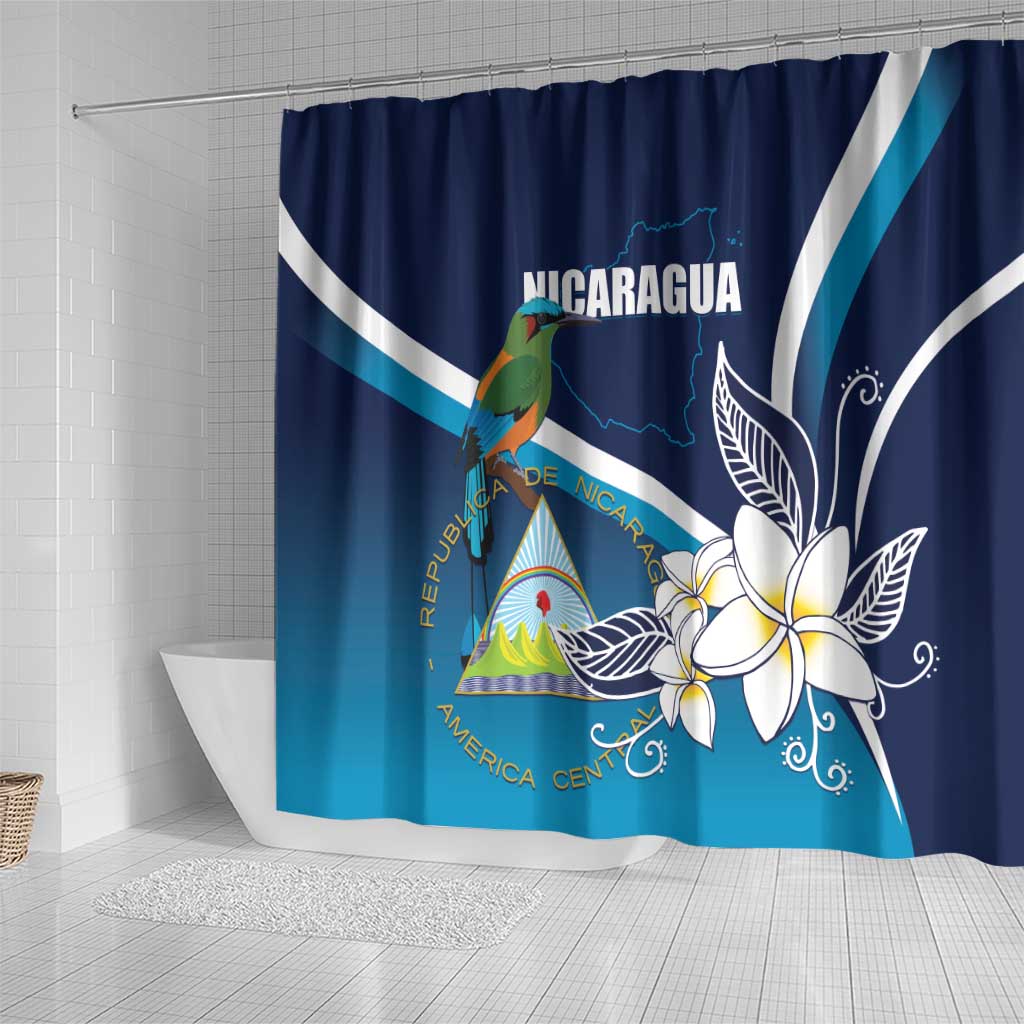 Nicaragua Independence Day Shower Curtain Motmot Plumeria Floral