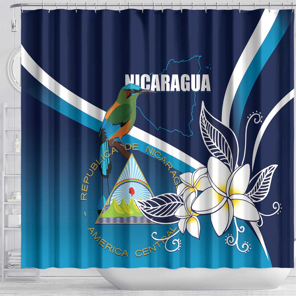 Nicaragua Independence Day Shower Curtain Motmot Plumeria Floral