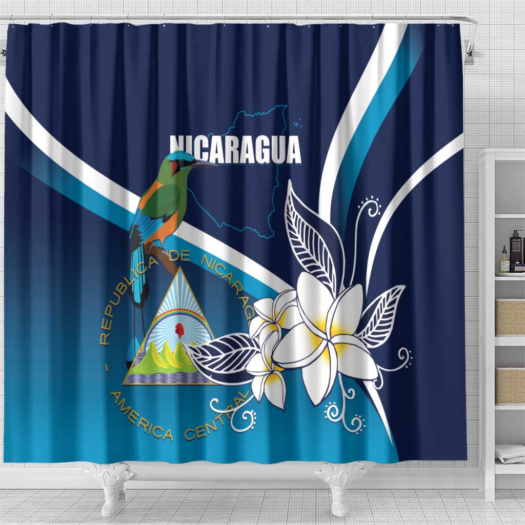 Nicaragua Independence Day Shower Curtain Motmot Plumeria Floral