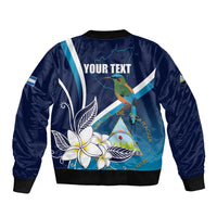 Nicaragua Independence Day Sleeve Zip Bomber Jacket Motmot Plumeria Floral - Wonder Print Shop