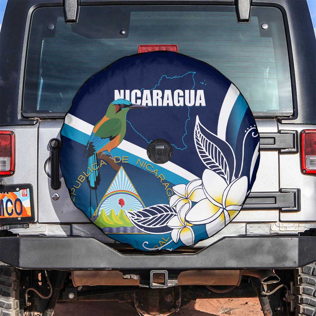Nicaragua Independence Day Spare Tire Cover Motmot Plumeria Floral - Wonder Print Shop