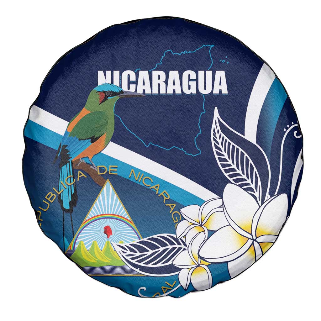 Nicaragua Independence Day Spare Tire Cover Motmot Plumeria Floral - Wonder Print Shop