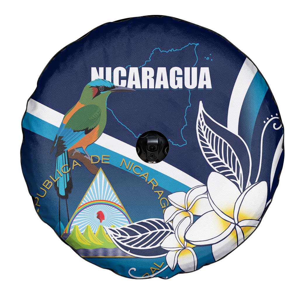 Nicaragua Independence Day Spare Tire Cover Motmot Plumeria Floral - Wonder Print Shop