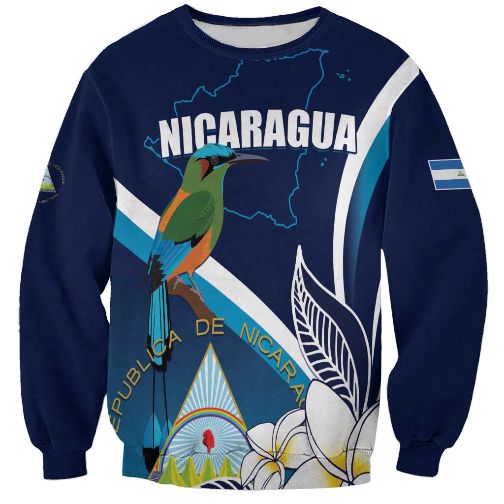 Nicaragua Independence Day Sweatshirt Motmot Plumeria Floral - Wonder Print Shop