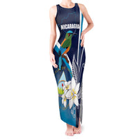 Nicaragua Independence Day Tank Maxi Dress Motmot Plumeria Floral - Wonder Print Shop