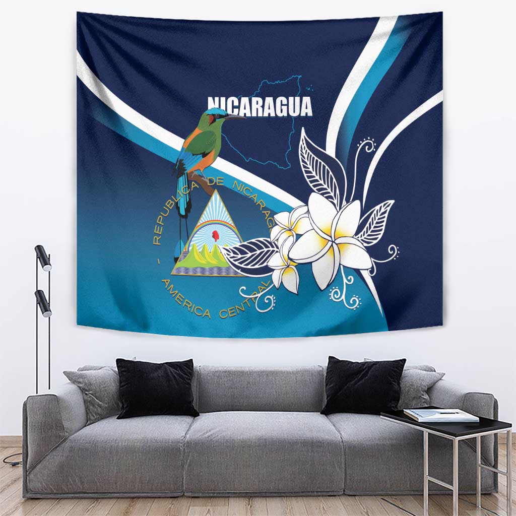 Nicaragua Independence Day Tapestry Motmot Plumeria Floral - Wonder Print Shop