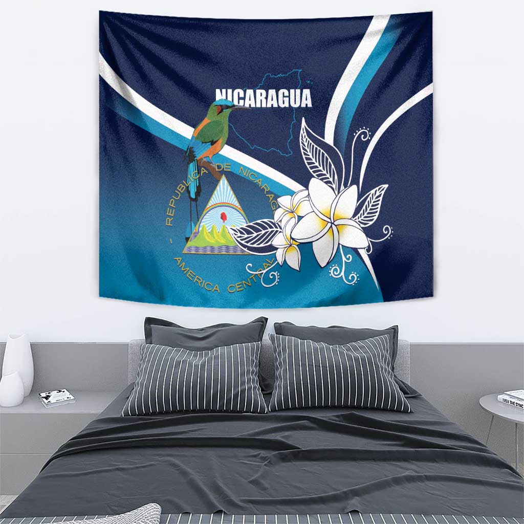 Nicaragua Independence Day Tapestry Motmot Plumeria Floral - Wonder Print Shop