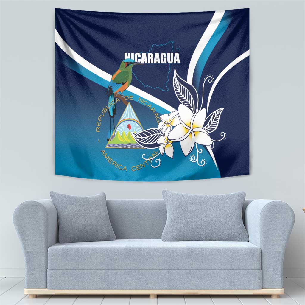 Nicaragua Independence Day Tapestry Motmot Plumeria Floral - Wonder Print Shop