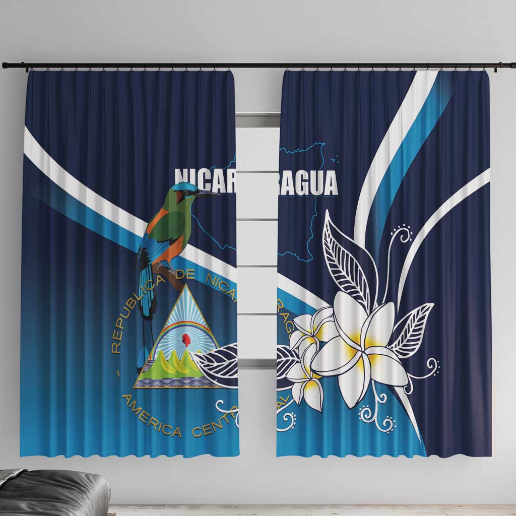 Nicaragua Independence Day Window Curtain Motmot Plumeria Floral - Wonder Print Shop