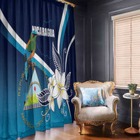 Nicaragua Independence Day Window Curtain Motmot Plumeria Floral - Wonder Print Shop