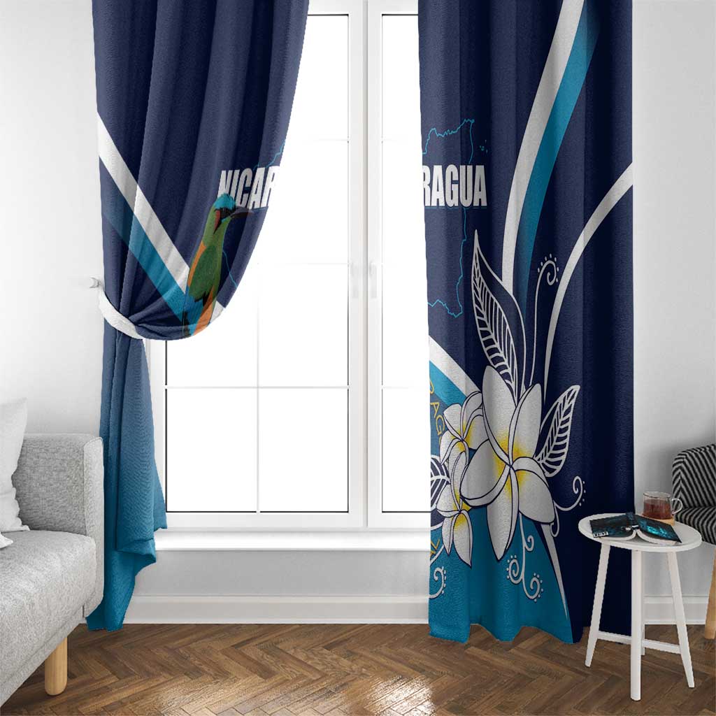 Nicaragua Independence Day Window Curtain Motmot Plumeria Floral - Wonder Print Shop