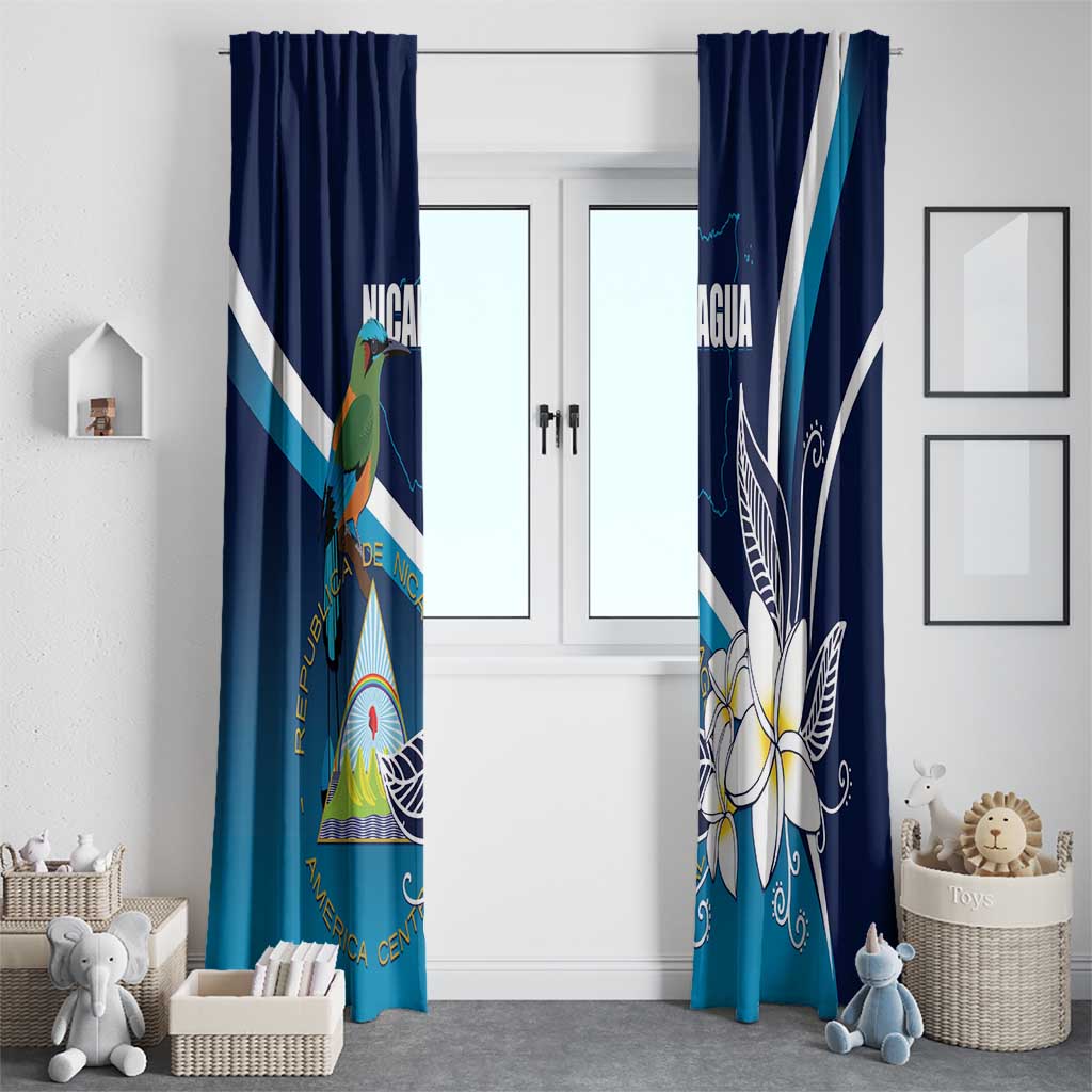Nicaragua Independence Day Window Curtain Motmot Plumeria Floral - Wonder Print Shop