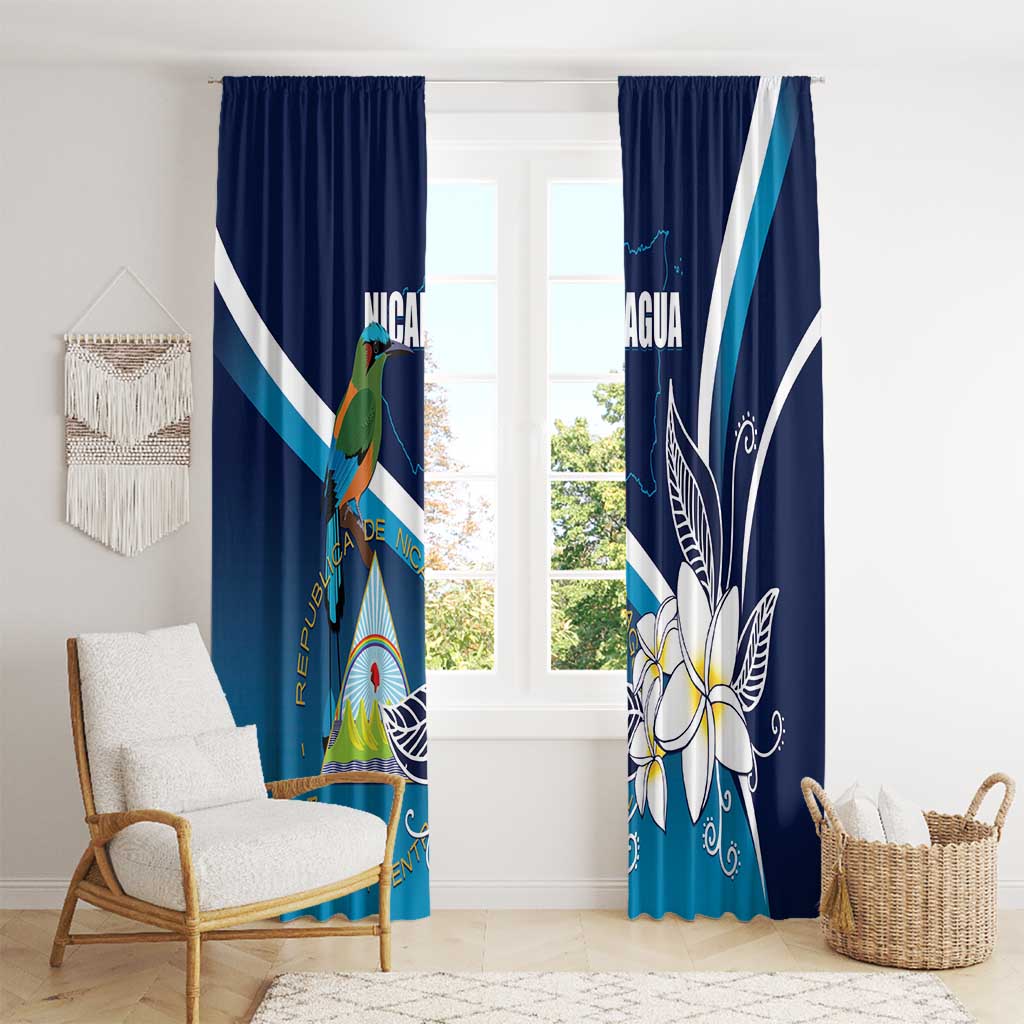 Nicaragua Independence Day Window Curtain Motmot Plumeria Floral - Wonder Print Shop
