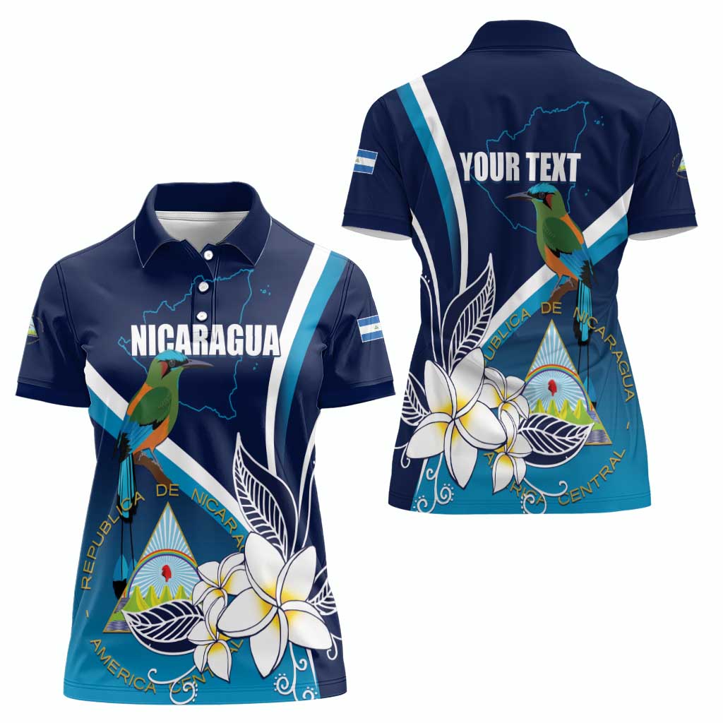 Nicaragua Independence Day Women Polo Shirt Motmot Plumeria Floral - Wonder Print Shop