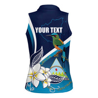 Nicaragua Independence Day Women Sleeveless Polo Shirt Motmot Plumeria Floral - Wonder Print Shop