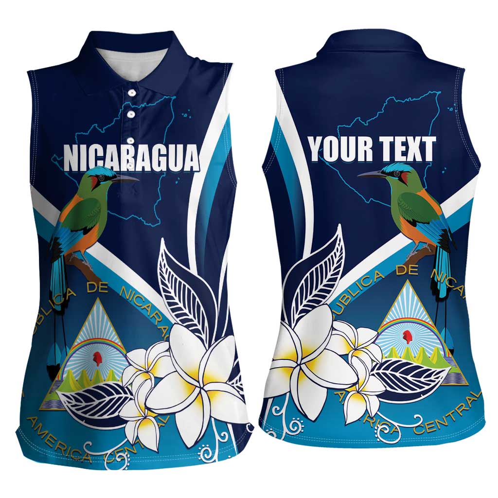 Nicaragua Independence Day Women Sleeveless Polo Shirt Motmot Plumeria Floral - Wonder Print Shop
