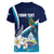 Nicaragua Independence Day Women V-Neck T-Shirt Motmot Plumeria Floral - Wonder Print Shop