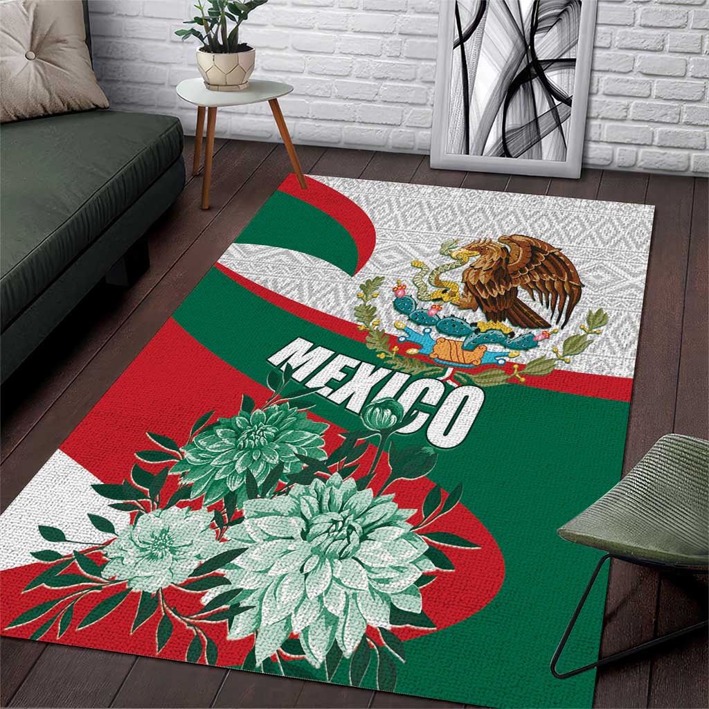 Mexico Independence Day Area Rug Dahlia Flower Aztec Pattern - Wonder Print Shop