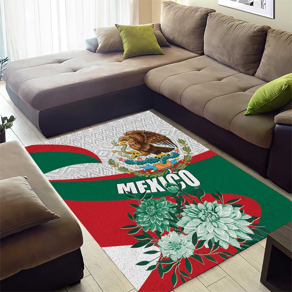 Mexico Independence Day Area Rug Dahlia Flower Aztec Pattern - Wonder Print Shop