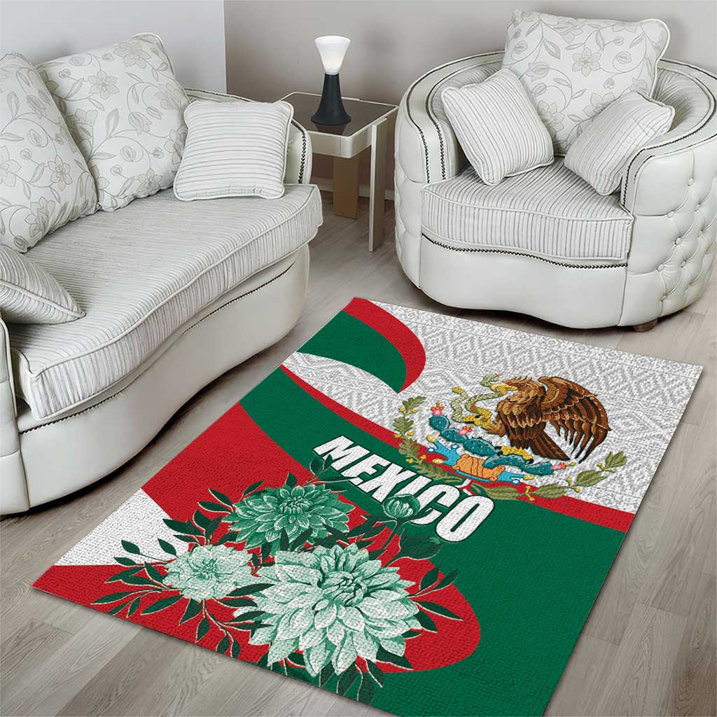 Mexico Independence Day Area Rug Dahlia Flower Aztec Pattern - Wonder Print Shop