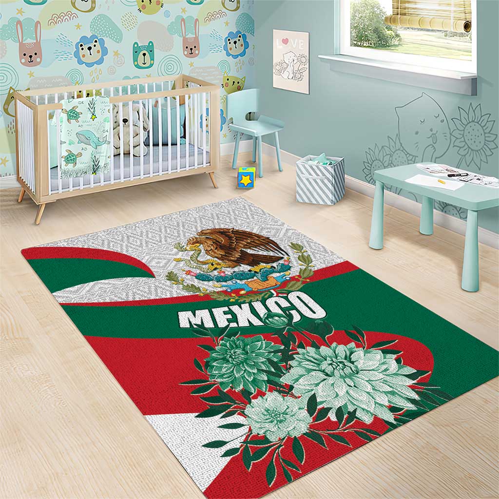 Mexico Independence Day Area Rug Dahlia Flower Aztec Pattern - Wonder Print Shop