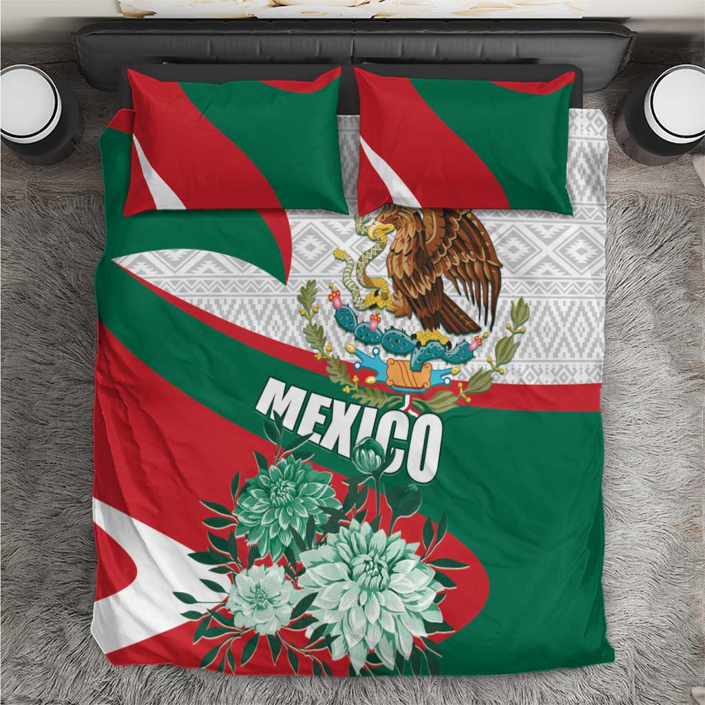 Mexico Independence Day Bedding Set Dahlia Flower Aztec Pattern - Wonder Print Shop