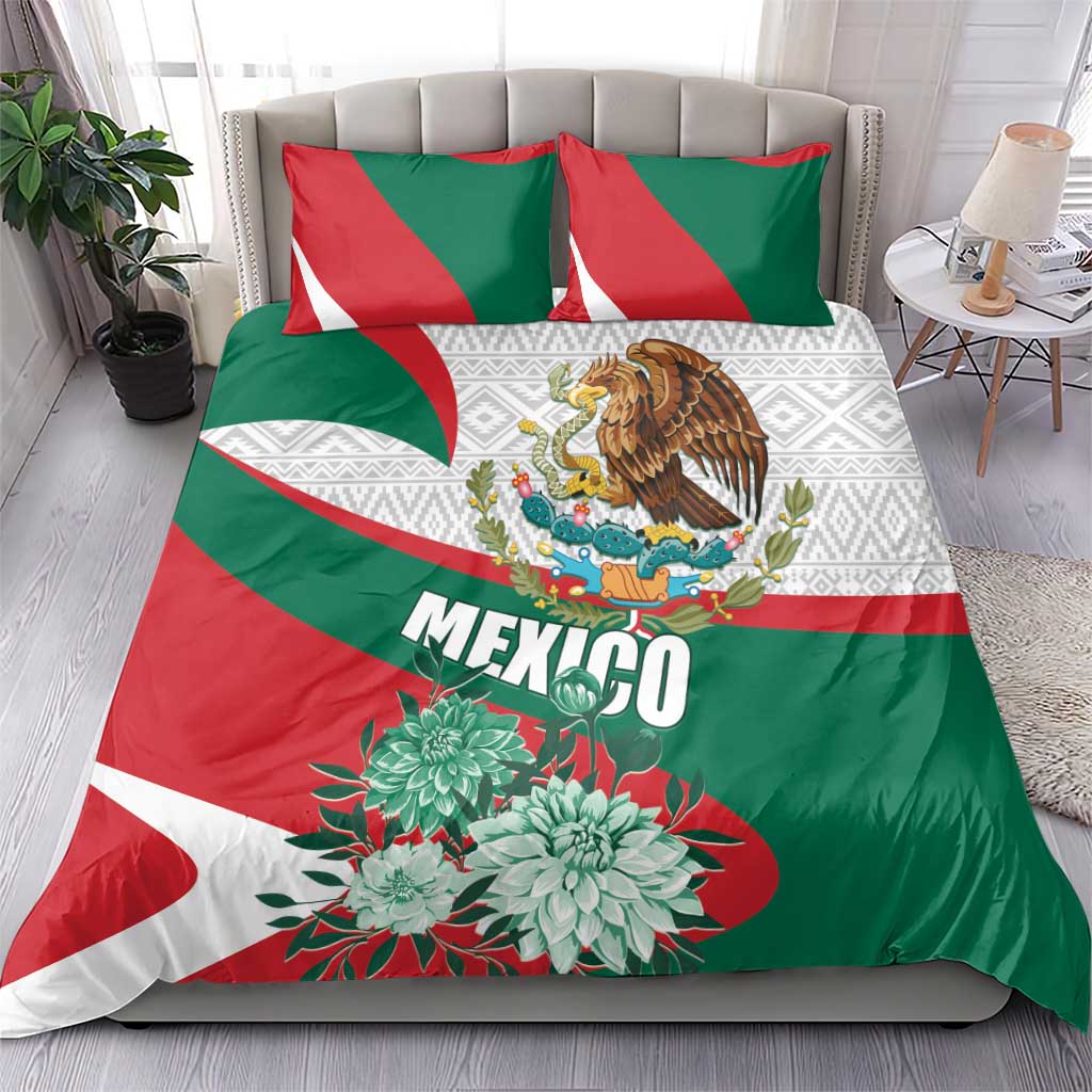 Mexico Independence Day Bedding Set Dahlia Flower Aztec Pattern - Wonder Print Shop