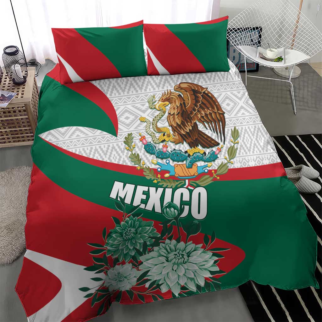 Mexico Independence Day Bedding Set Dahlia Flower Aztec Pattern - Wonder Print Shop
