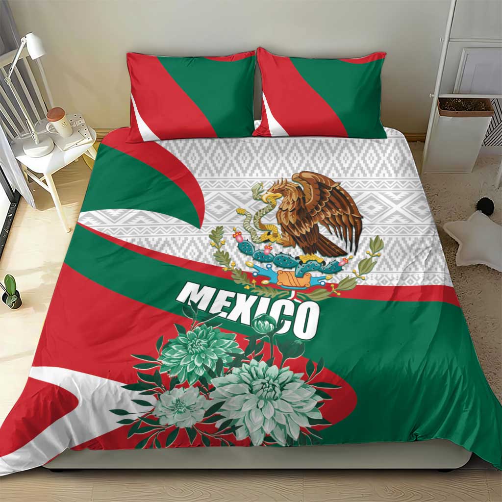 Mexico Independence Day Bedding Set Dahlia Flower Aztec Pattern - Wonder Print Shop