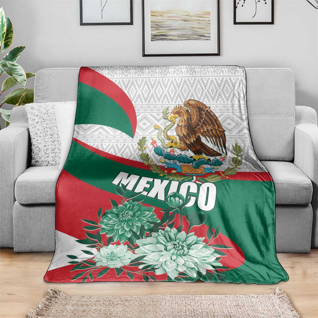 Mexico Independence Day Blanket Dahlia Flower Aztec Pattern