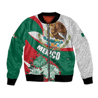 Mexico Independence Day Bomber Jacket Dahlia Flower Aztec Pattern - Wonder Print Shop