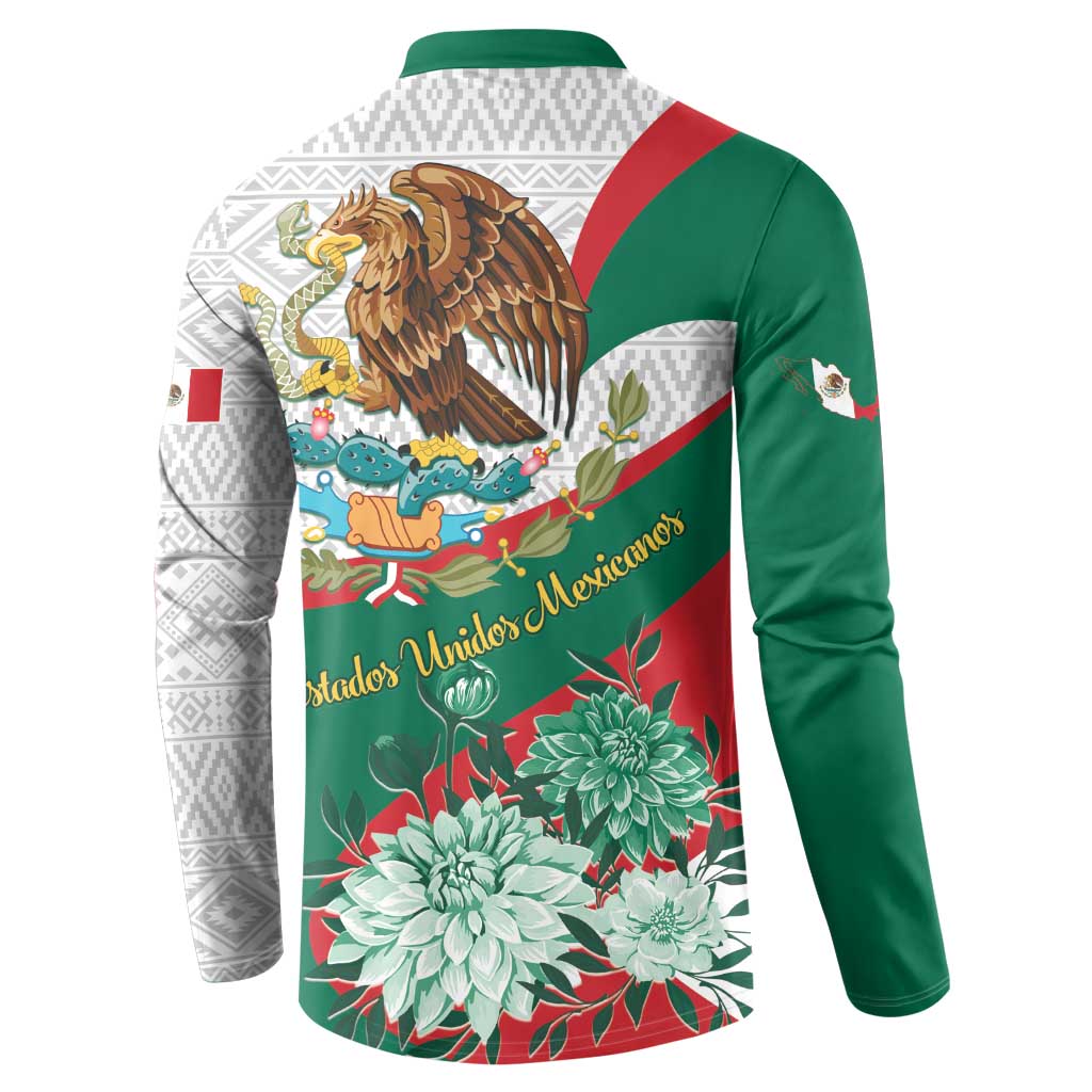 Mexico Independence Day Button Sweatshirt Dahlia Flower Aztec Pattern - Wonder Print Shop