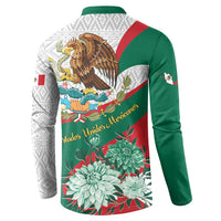 Mexico Independence Day Button Sweatshirt Dahlia Flower Aztec Pattern - Wonder Print Shop