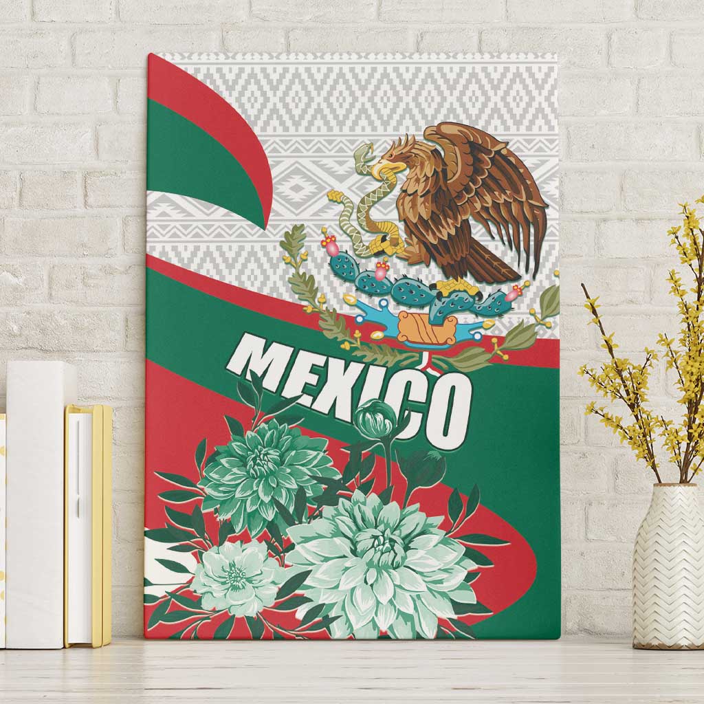 Mexico Independence Day Canvas Wall Art Dahlia Flower Aztec Pattern - Wonder Print Shop