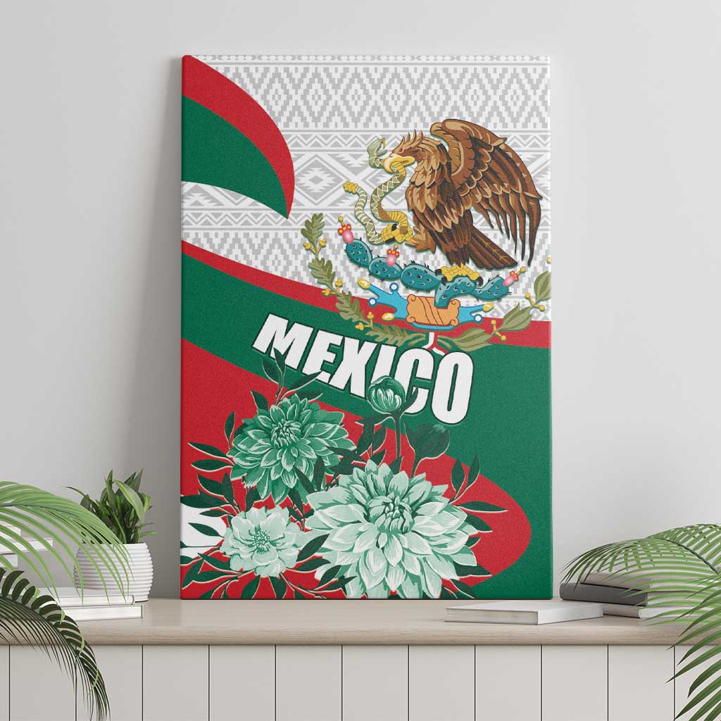 Mexico Independence Day Canvas Wall Art Dahlia Flower Aztec Pattern - Wonder Print Shop